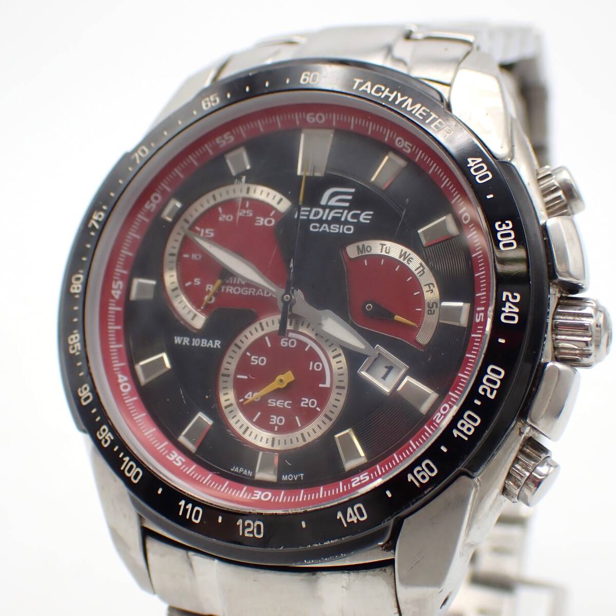 1円～☆CASIO カシオ QZ メンズ腕時計 EDIFICE エディフィス EF-521DJ 黒文字盤 デイト ラウンド クロノグラフ アナログ/金0603-200