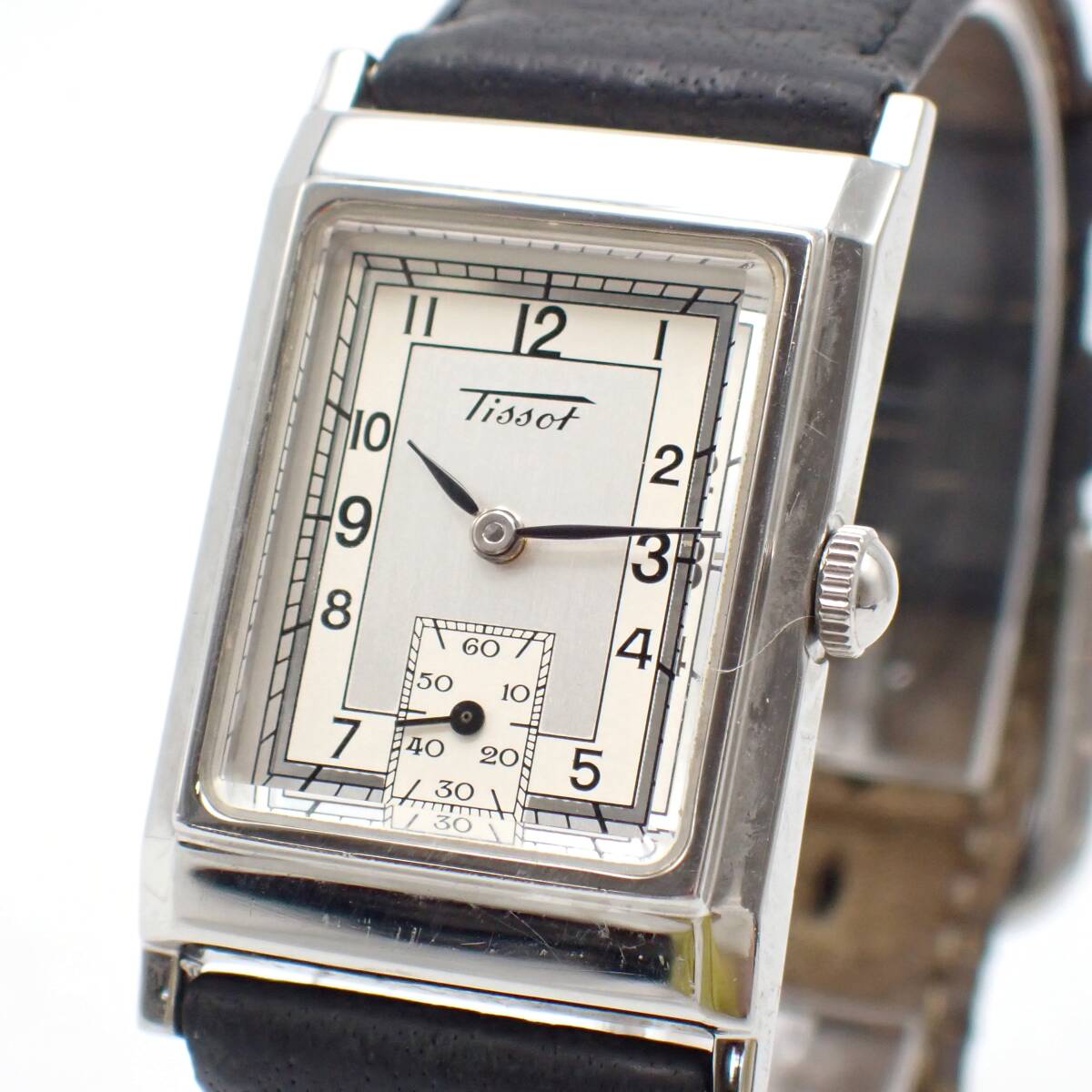 稼働品 1円～☆TISSOT ティソ QZ レディース腕時計 Z173W シルバー文字盤 スモセコ レクタンギュラー アナログ 革ベルト/向0609-5010