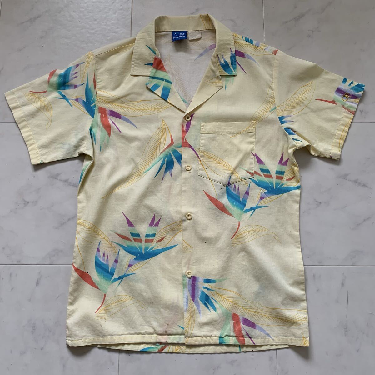 80’s/ビンテージ/ocean pacific/オーシャンパシフィック/アロハシャツ/ハワイアン/開襟/総柄/花柄/オープンカラー/半袖/シャツ/Shirt