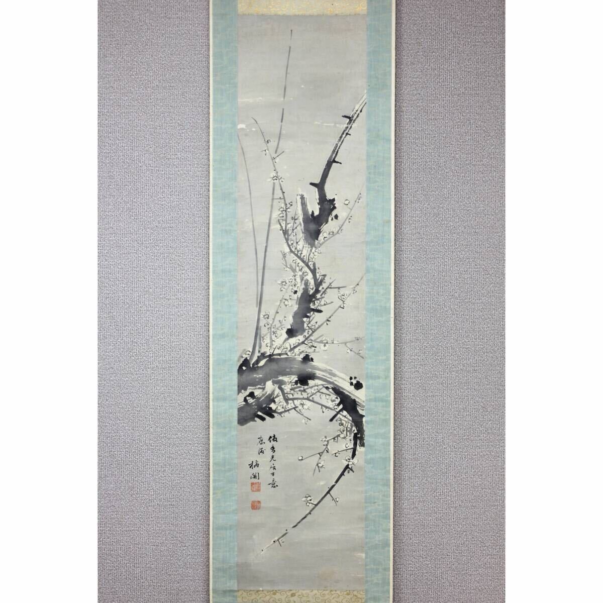 【真作】【風車】菅井梅関「墨梅」◎肉筆紙本 佐久間鉄園極箱◎江戸後期の文人画家 仙台四大画家 清人江稼圃師事 菊田伊洲 東東洋 小池曲江