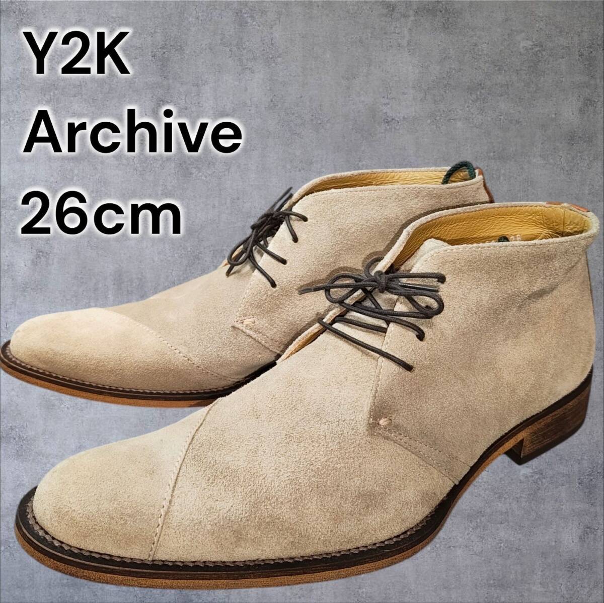 00s MENS TENORAS スエード 切り替え チャッカブーツ お兄系 ホスト ギャル男 チゼルトゥ 32cm 平成 レトロ モード VINTAGE BOOTS