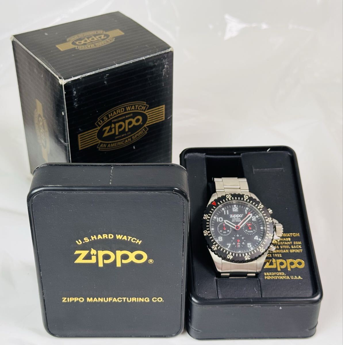 ∈ 304313 / Zippoジッポー クロノグラフ クオーツ メンズ腕時計 箱・ケース付き/616-43