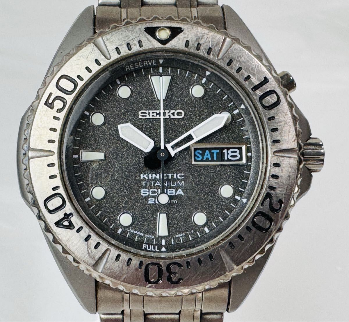 э 304316 / SEIKO セイコー KINETIC キネテック ダイバーズウォッチ スキューバ200M チタン 5M63-0B40腕時計/616-32