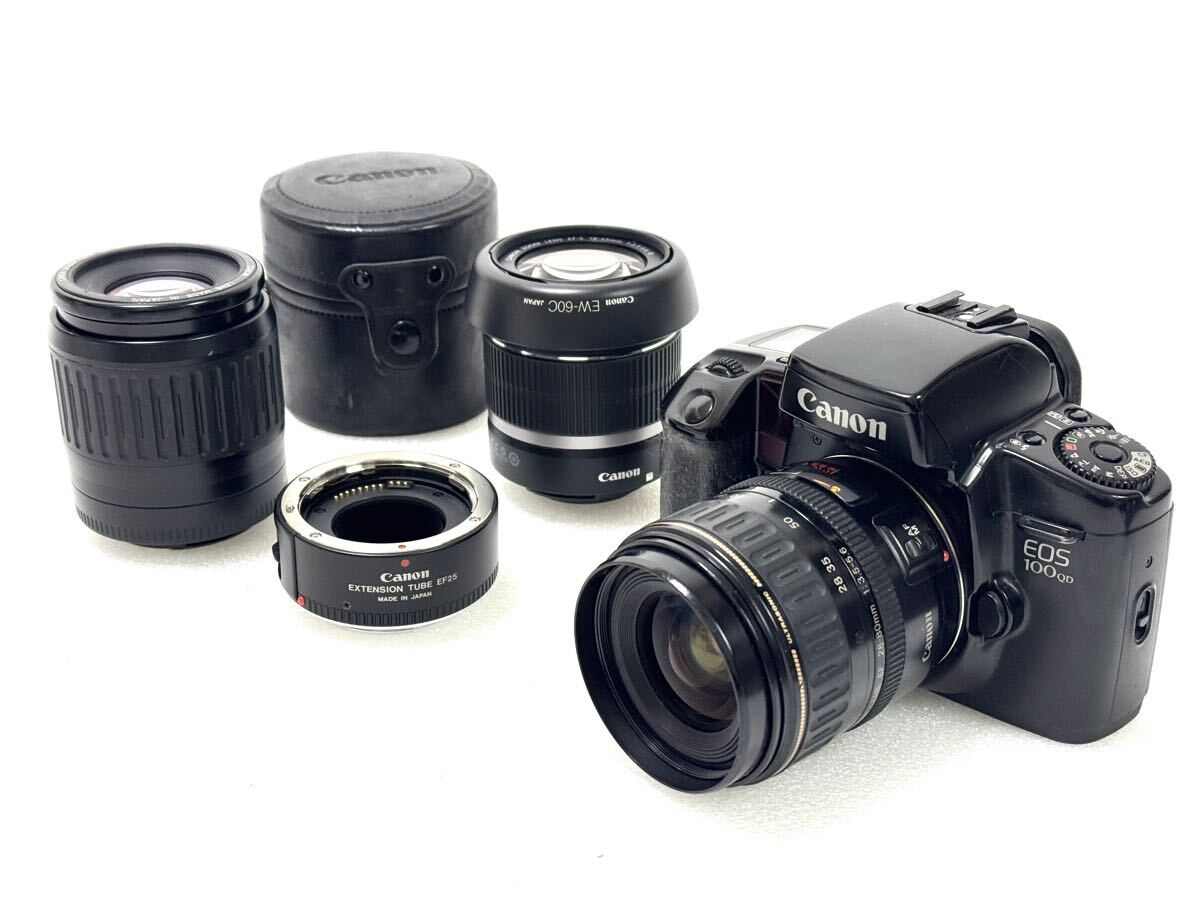 ◎304210/ Canon キャノン EOS 100 QD 一眼レフカメラ / EF-S 18-55mm / EF 28-80mm /EF 80-200mm /EF25 /617-3 4-5