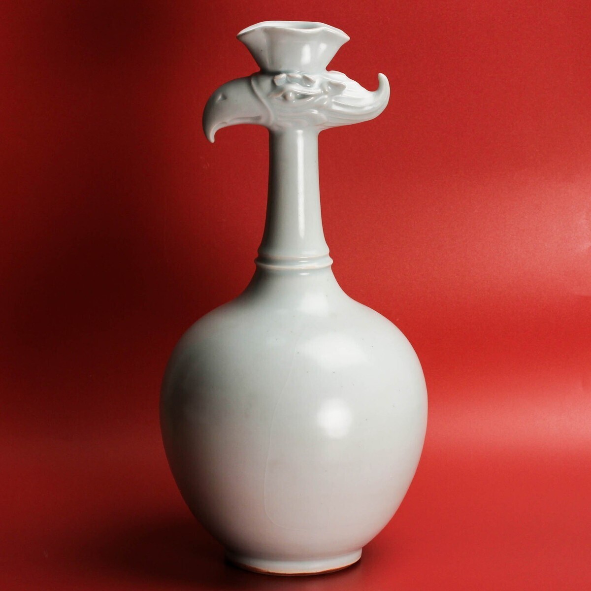 中国美術 青白磁鳳首瓶 高さ33.8cm