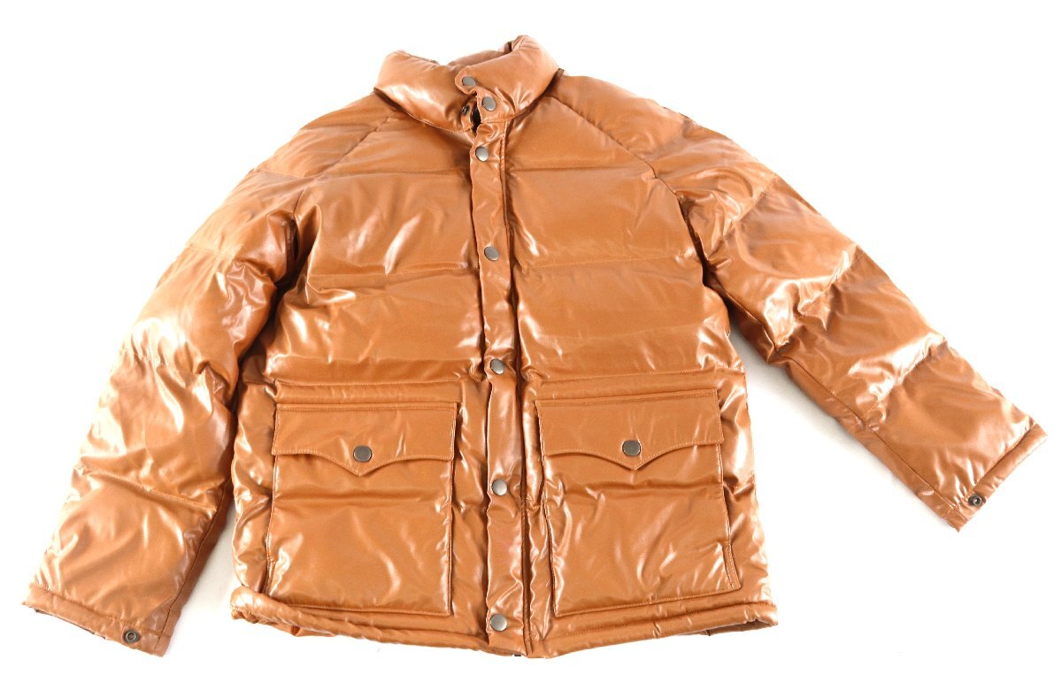 SUGGESTION サジェッション フェイクレザー ダウン ジャケット サイズ L 上着 アウター ファッション ブラウン系 メンズ 5566-RY②