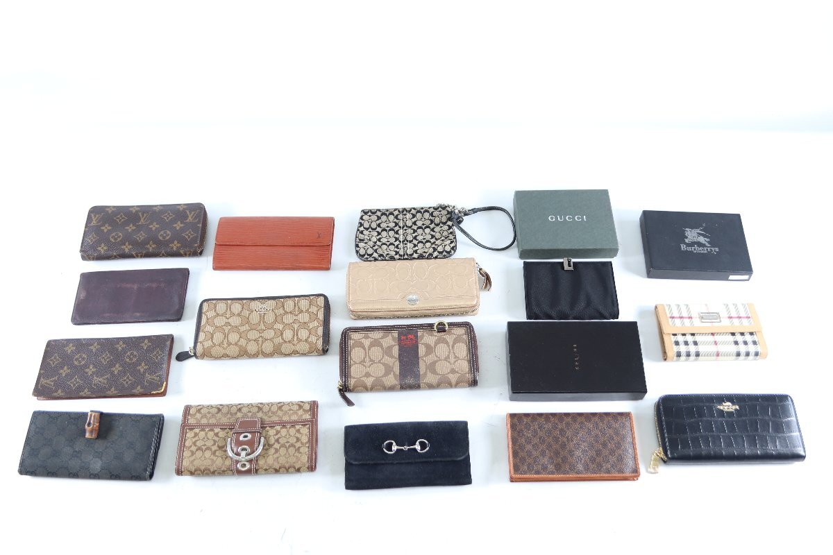 【15点】コーチ/ルイヴィトン/グッチ/セリーヌ/バーバリー 財布 メモ帳 小物入れ ファッション小物 まとめ売り 5742-TH