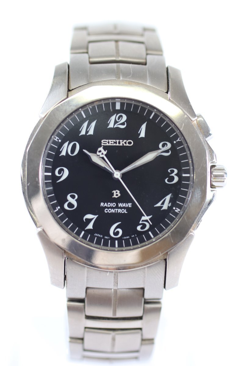 【不動品】SEIKO セイコー 5B21-0AA0 電波式 RADIO WAVE CONTROL 黒文字盤 ラウンド 3針 メンズ ファッション小物 腕時計 5759-KI