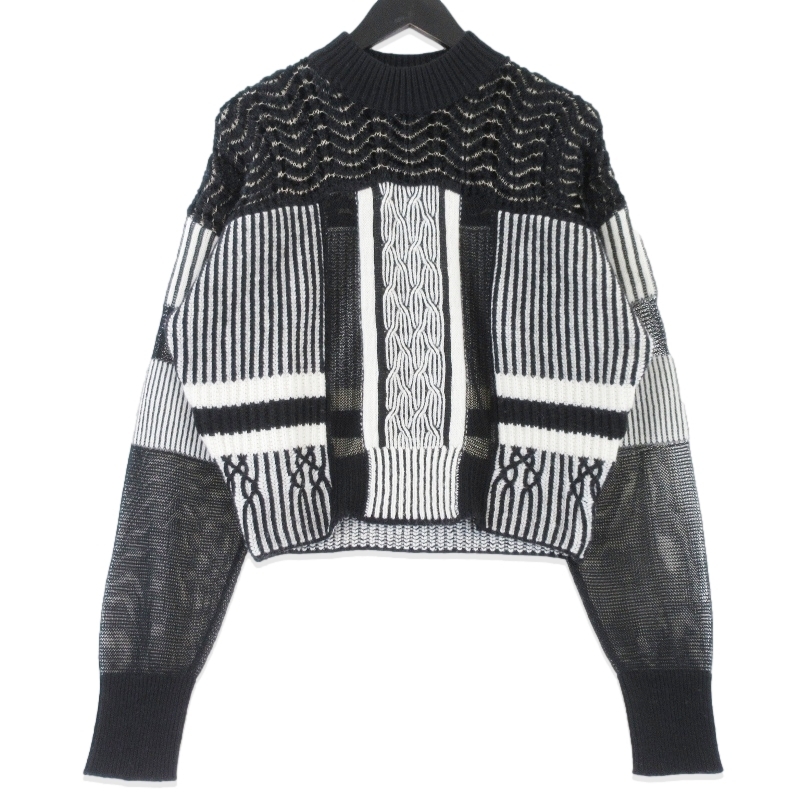 Mame Kurogouchi マメ クロゴウチ Plating Mole Knit Sweater MM18AW-KN024 ニット 長袖シャツ ブラック ホワイト 2 99001047