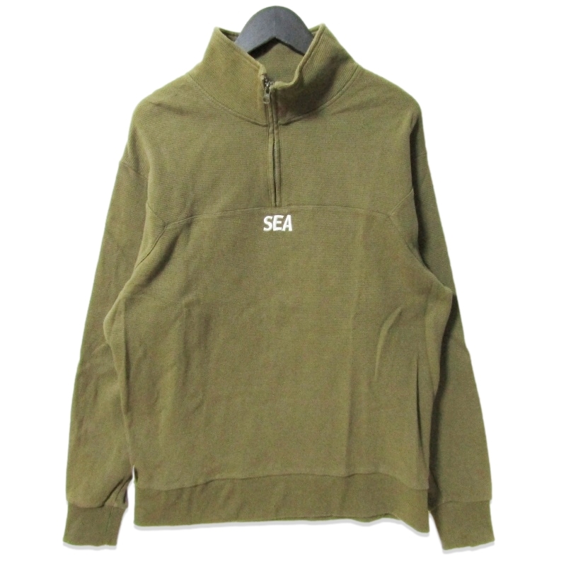 WIND AND SEA ウィンダンシー ハーフジップ ワッフル スウェット WDS-O-ESS-Q2-WMF-03 ES_W_Half Zip Waffle Shirt オリーブ L 27113927