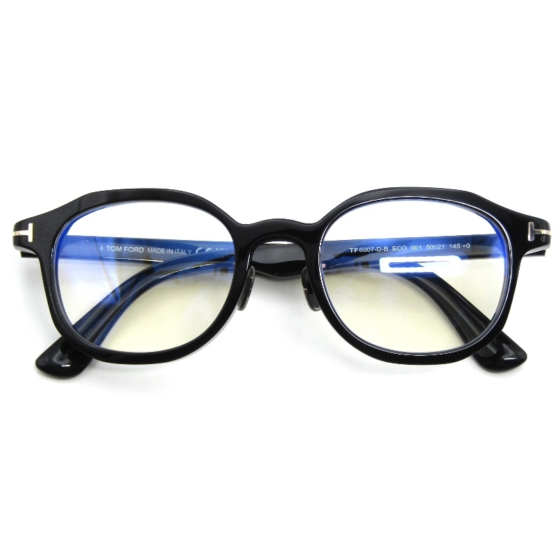 美品 TOM FORD トムフォード メガネフレーム TF6007-D-B イタリア製 スクエア 日本企画 001 ブラック/ゴールド 54001072