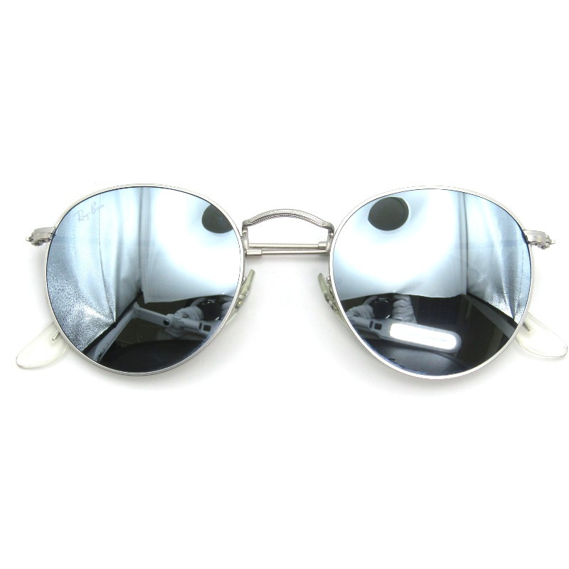 美品 Ray-Ban レイバン サングラス RB3447 ROUND METAL イタリア製 ラウンドメタル ボストン 019/30 マットシルバー 54001082
