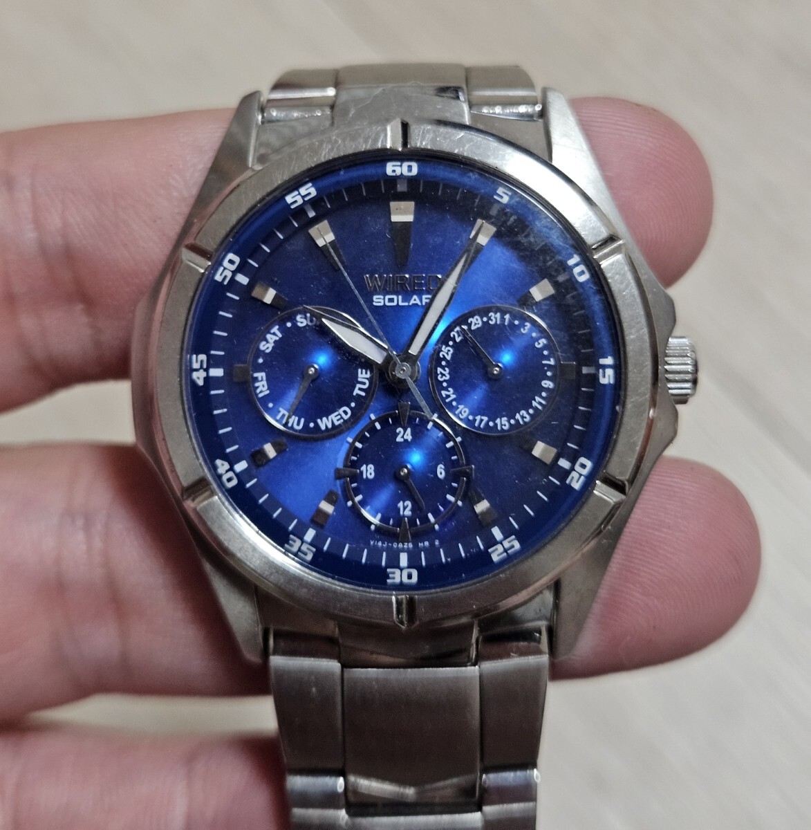 SEIKO WIRED セイコー ワイアード ソーラー クロノグラフ ブルー文字盤 メンズ腕時計稼働品