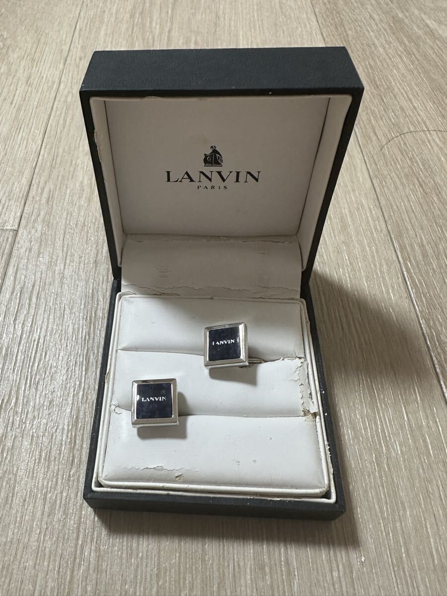LANVIN PARIS ランバン カフス カフリンクス スクエア ブラック 箱付き