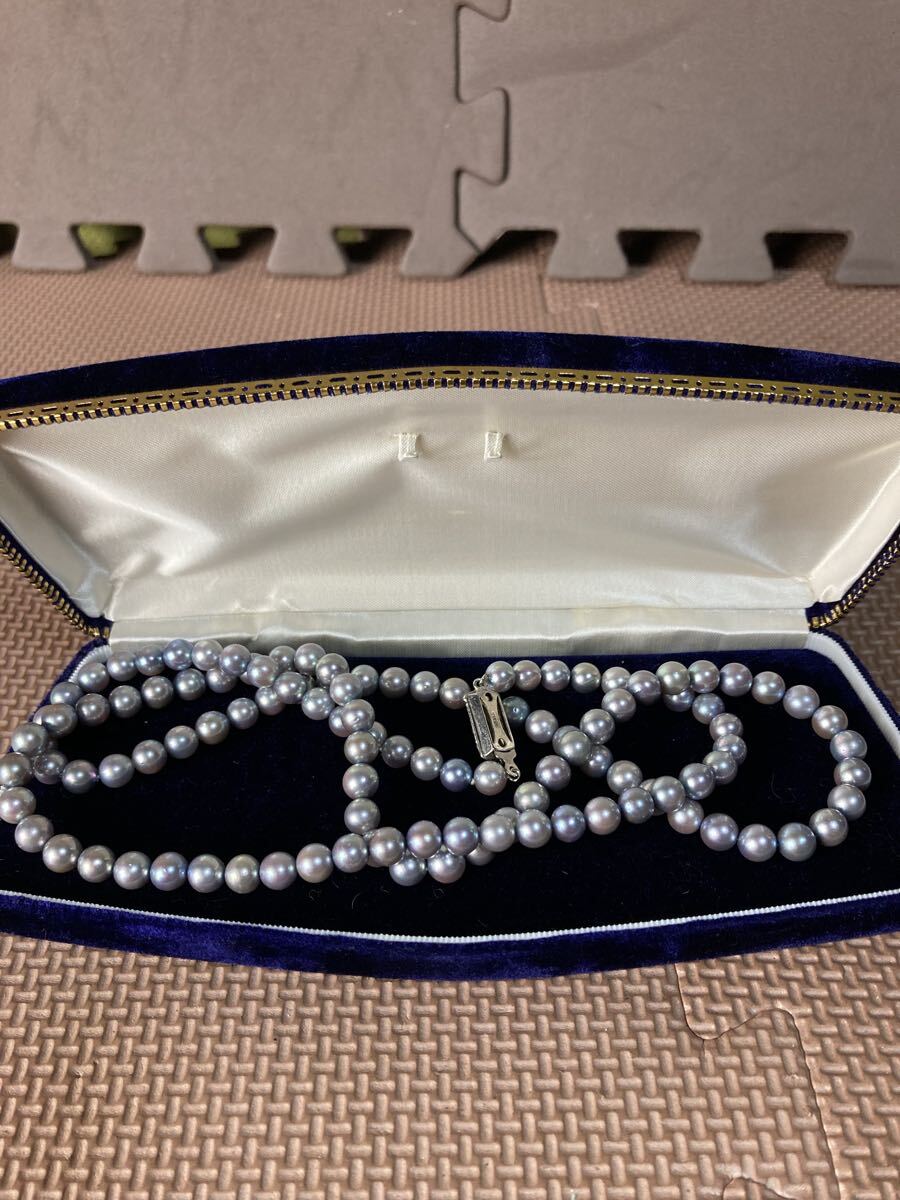 1円 真珠 アクセサリー パールネックレス SILVER刻印 ロング パール　現状品