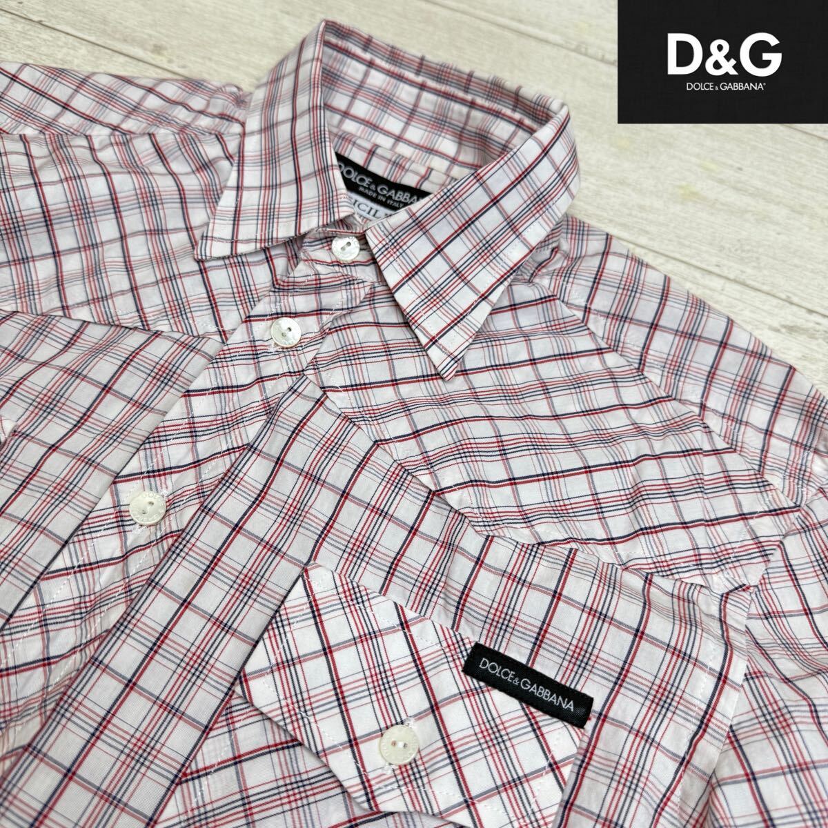 【美品】DOLCE&GABBANA ドルチェ&ガッバーナ チェック柄 長袖シャツ イタリア製　カジュアル　トップス　サイズ15/38 メンズ