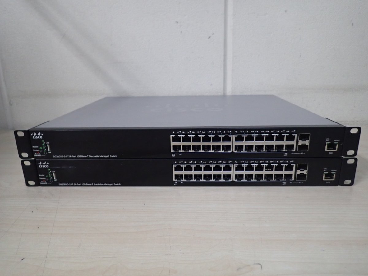 【2台セット】Cisco SG350XG-24T 24ポート 10GBase-T スタッカブルスイッチ 初期化済（@2192）