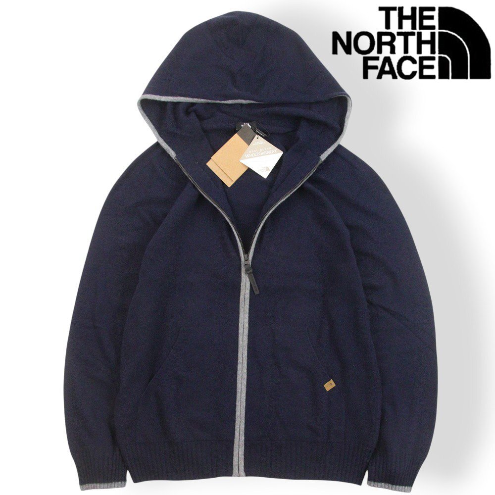 新品タグ付き ノースフェイス NJ5JN51A CITY WOOL WG HOOD ZIP UP カシミヤ混 ウール ジップアップパーカー 紺 M/95【参考価格￥24,200-】