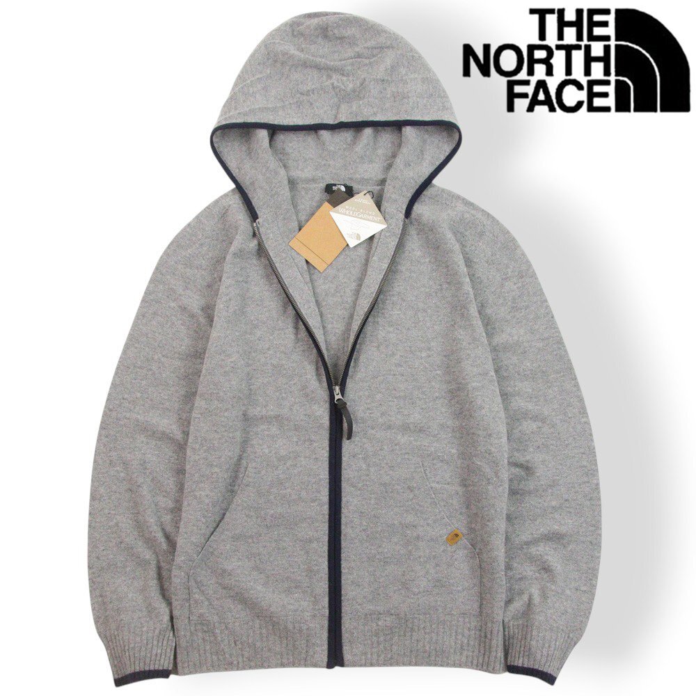 新品タグ付き ノースフェイス NJ5JN51B CITY WOOL WG HOOD ZIP UP カシミヤ混 ウール ニットパーカー グレー M【参考価格￥24,200-】