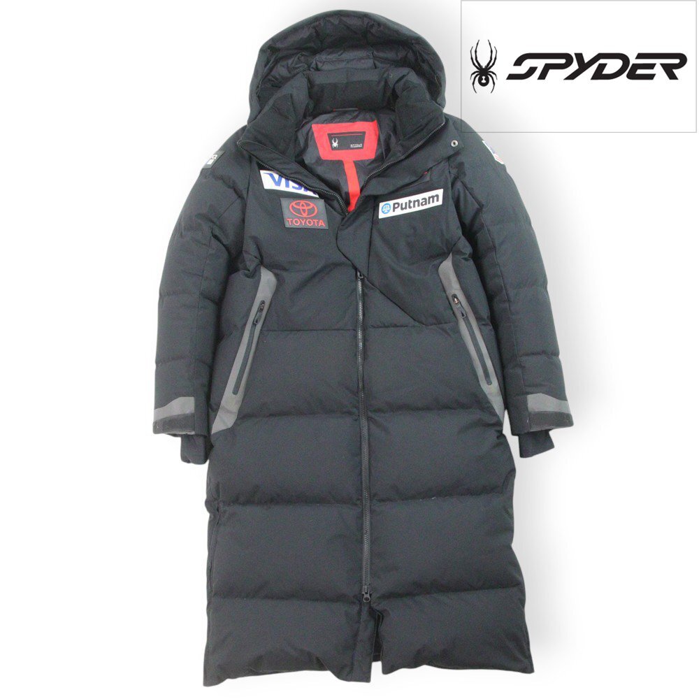 美品 SPYDER スパイダー アメリカ スキーチーム U.S. SKI TEAM ロングダウンコート ベンチコート 黒 S【参考価格￥68,200-】