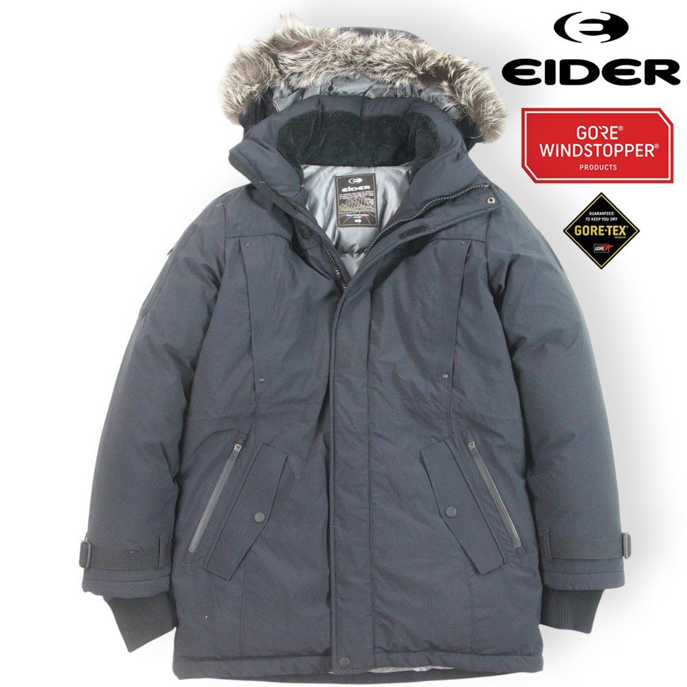 美品 EIDER アイダー ゴアテックス WINDSTOPPER NATURAL DOWN ANCHORAGE JACKET アンカレッジ ダウンジャケット 黒 M【参考価格￥74,800-】