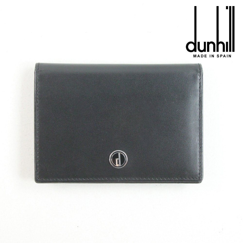 美品 スペイン製 dunhill ダンヒル 仔牛革 カーフレザー カードケース 名刺入れ 黒 ブラック 【参考価格￥35,200-】