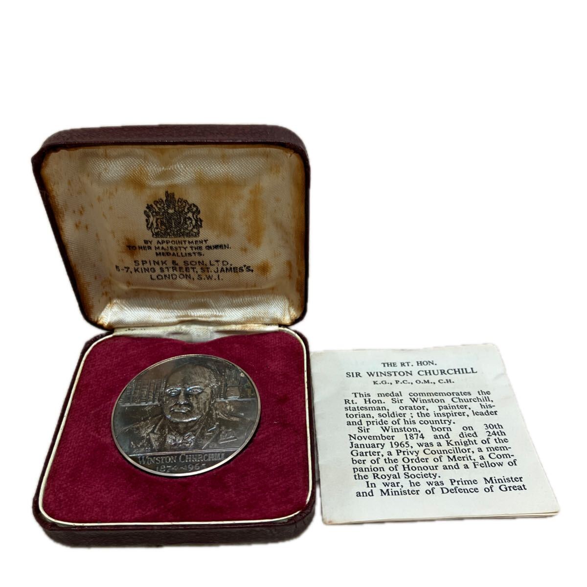 A0382 希少 レア 正規品 ウィンストン・チャーチル 1874-1965 VERY WELL ALONE SILVER刻印 銀製 記念メダル 重量約28.66g 送料一律230円