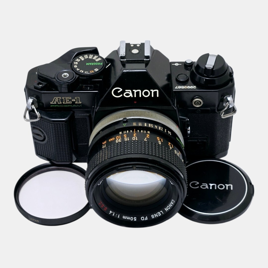 【整備済/保証付】Canon AE-1 PROGRAM FD 50mm F1.4 S.S.C. ブラック ボディ レンズセット フィルム一眼 film camera #2999567