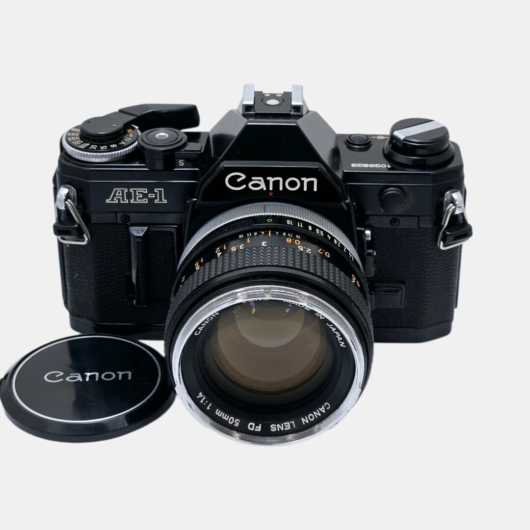 【整備済/保証付】Canon AE-1 FD 50mm F1.4 ブラック ボディ レンズセット フィルム一眼 film camera #1026823