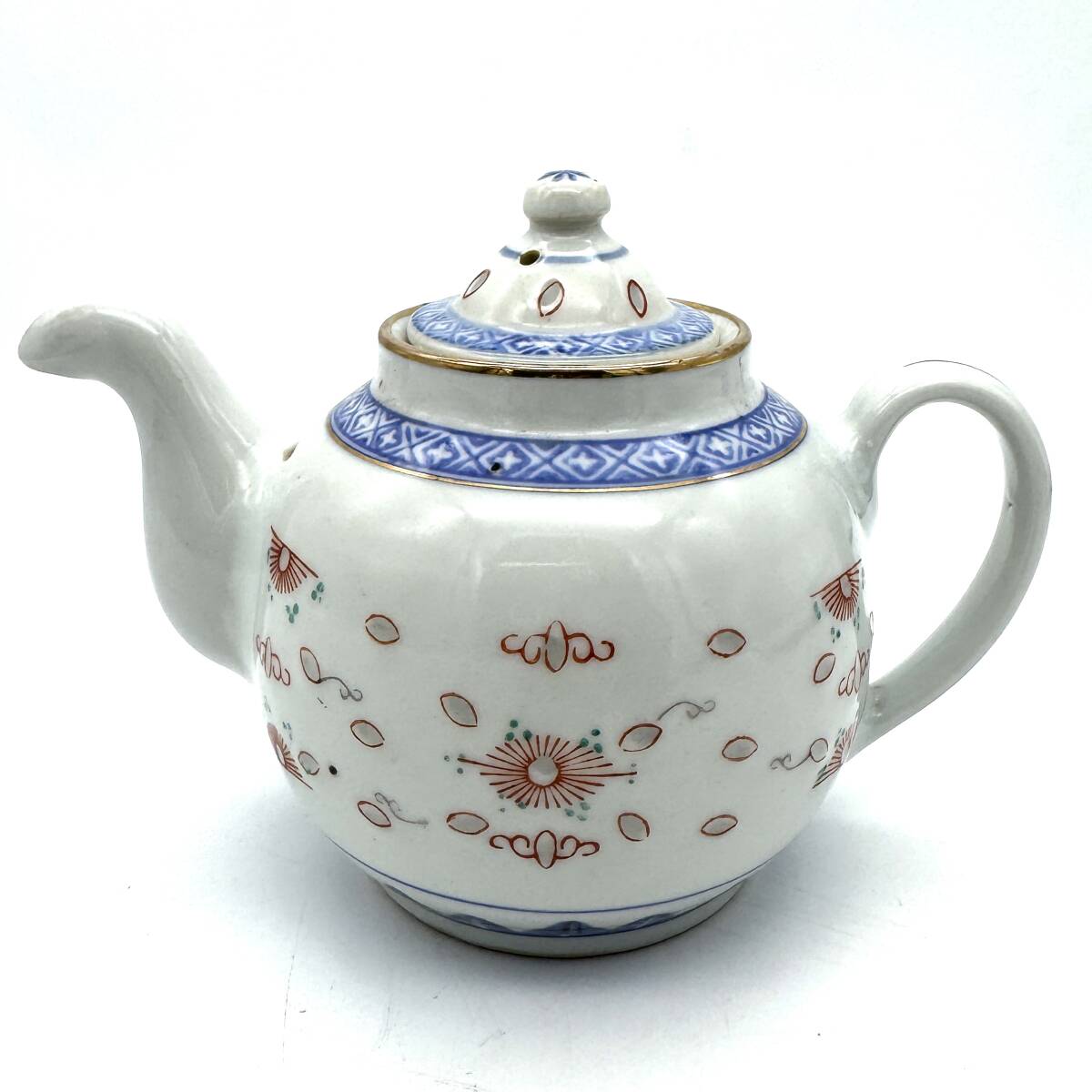GP190■急須 景徳鎮 made in china 中国 茶器 茶道具 煎茶道具 染付 金彩 