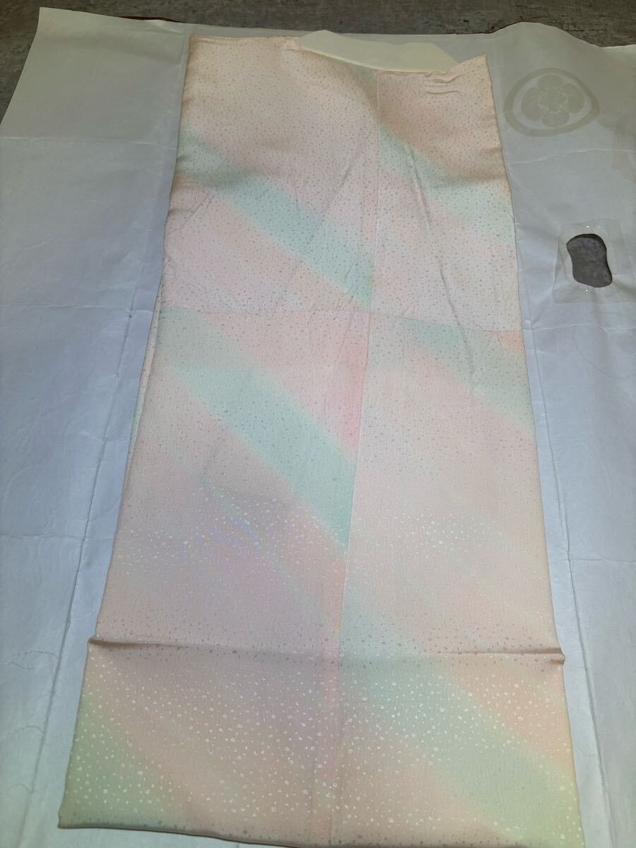 長襦袢　正絹　暈　霰　青模様　ピンク　着物　和服　和装　リメイク　染め替え　ハンドメイド　生地　衣装　百貨店　高級