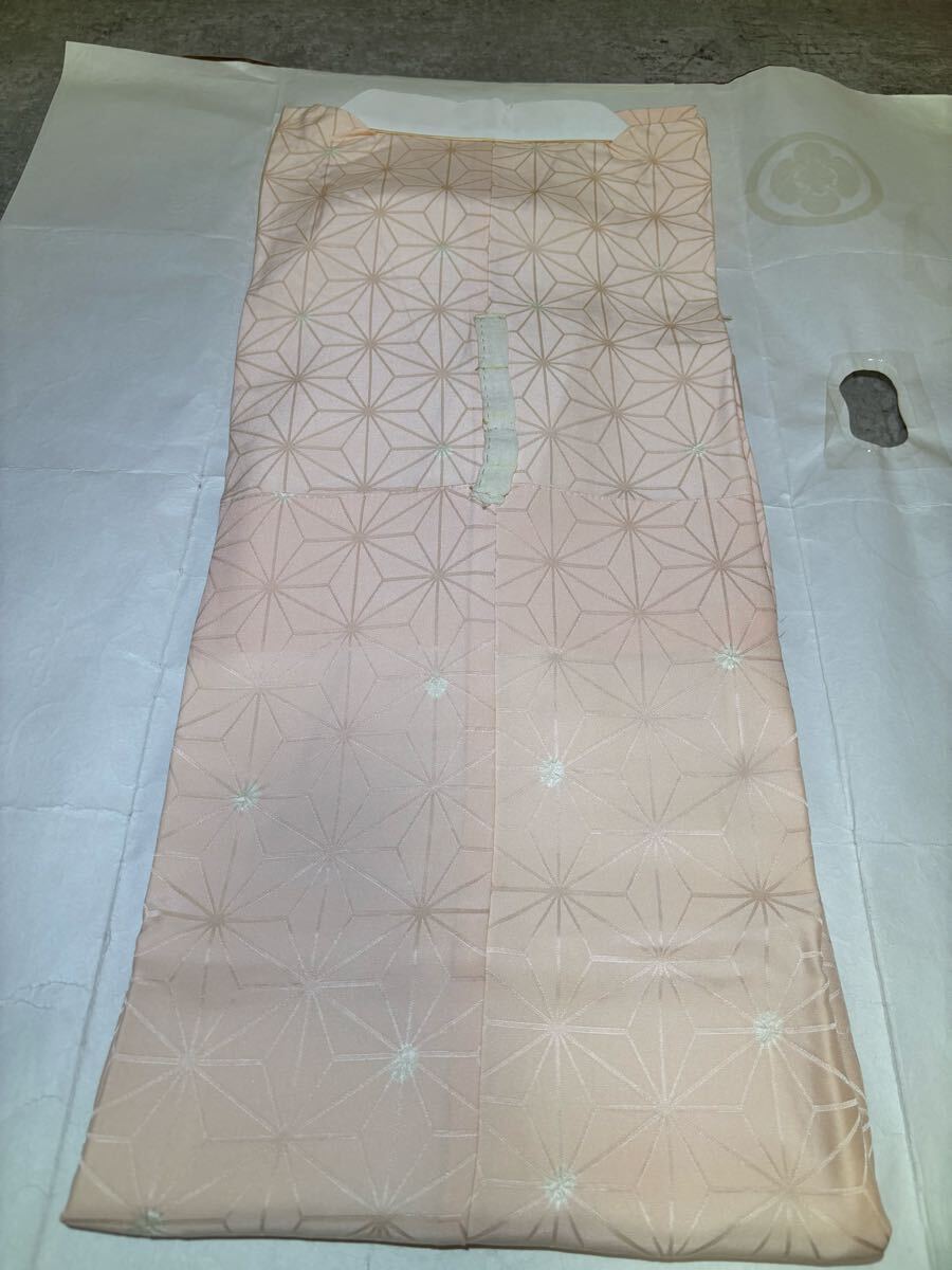 長襦袢　正絹　絞り　麻の葉　橙色　着物　和服　和装　リメイク　染め替え　ハンドメイド　生地　衣装　百貨店　高級