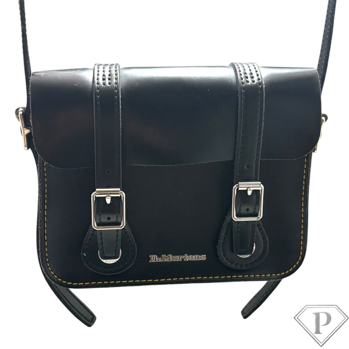 (1円スタート) Dr.Martens 7inch SATCHEL BAG 7インチ サッチェルバッグ ショルダーバッグ レザー BLK ブラック ドクターマーチン