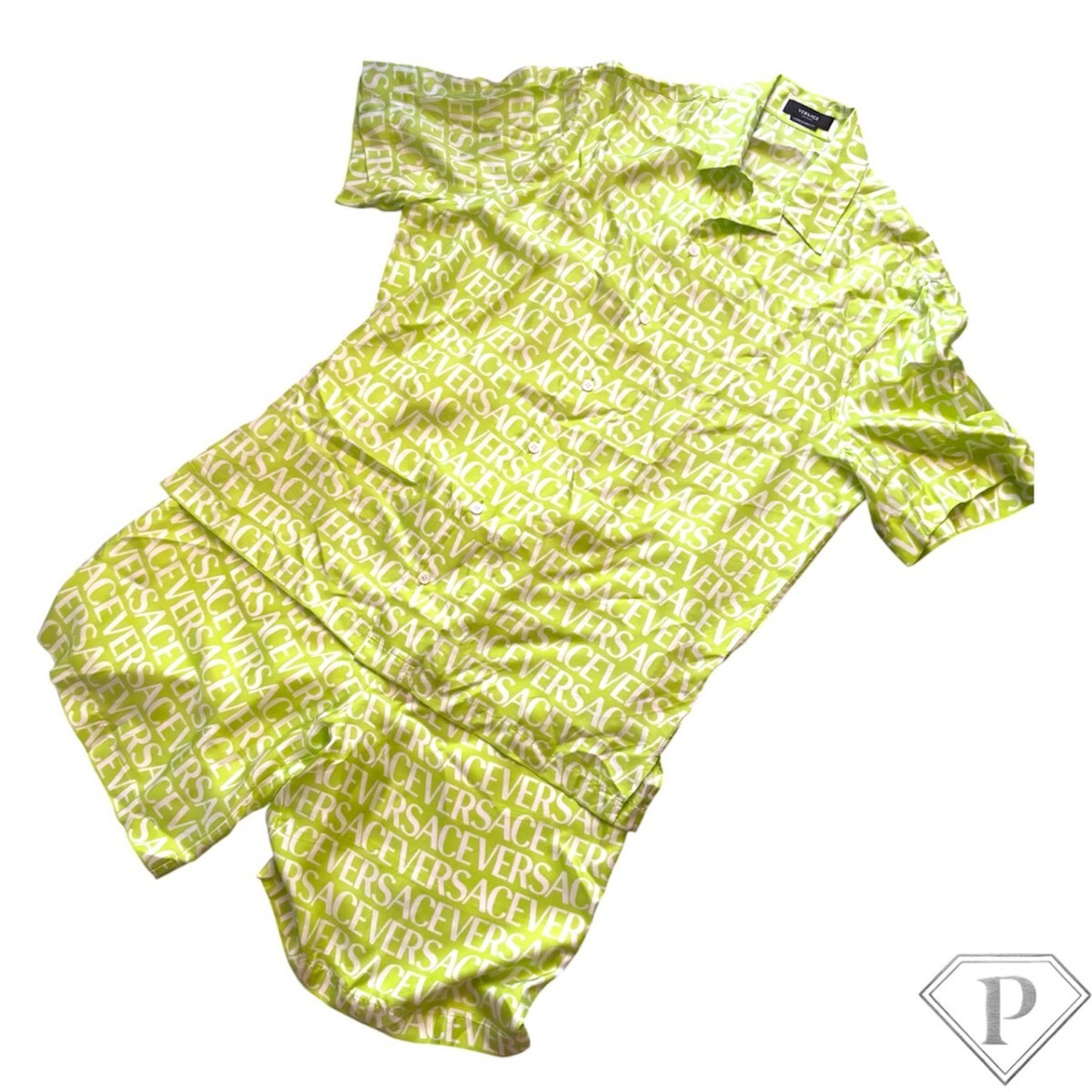 (1円スタート) VERSACE セットアップ 1003926 1A6877 1002476 1A03877 ロゴ総柄 半袖 50サイズ 48サイズ