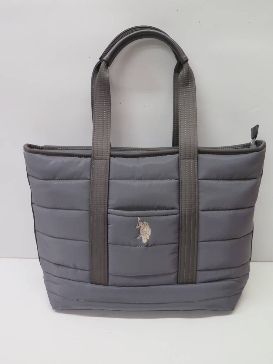 美品　【U.S. POLO ASSN】ユーエスポロアッスン　キルティング　トートバック　グレー/グレー　男女兼用でお使いいただけます