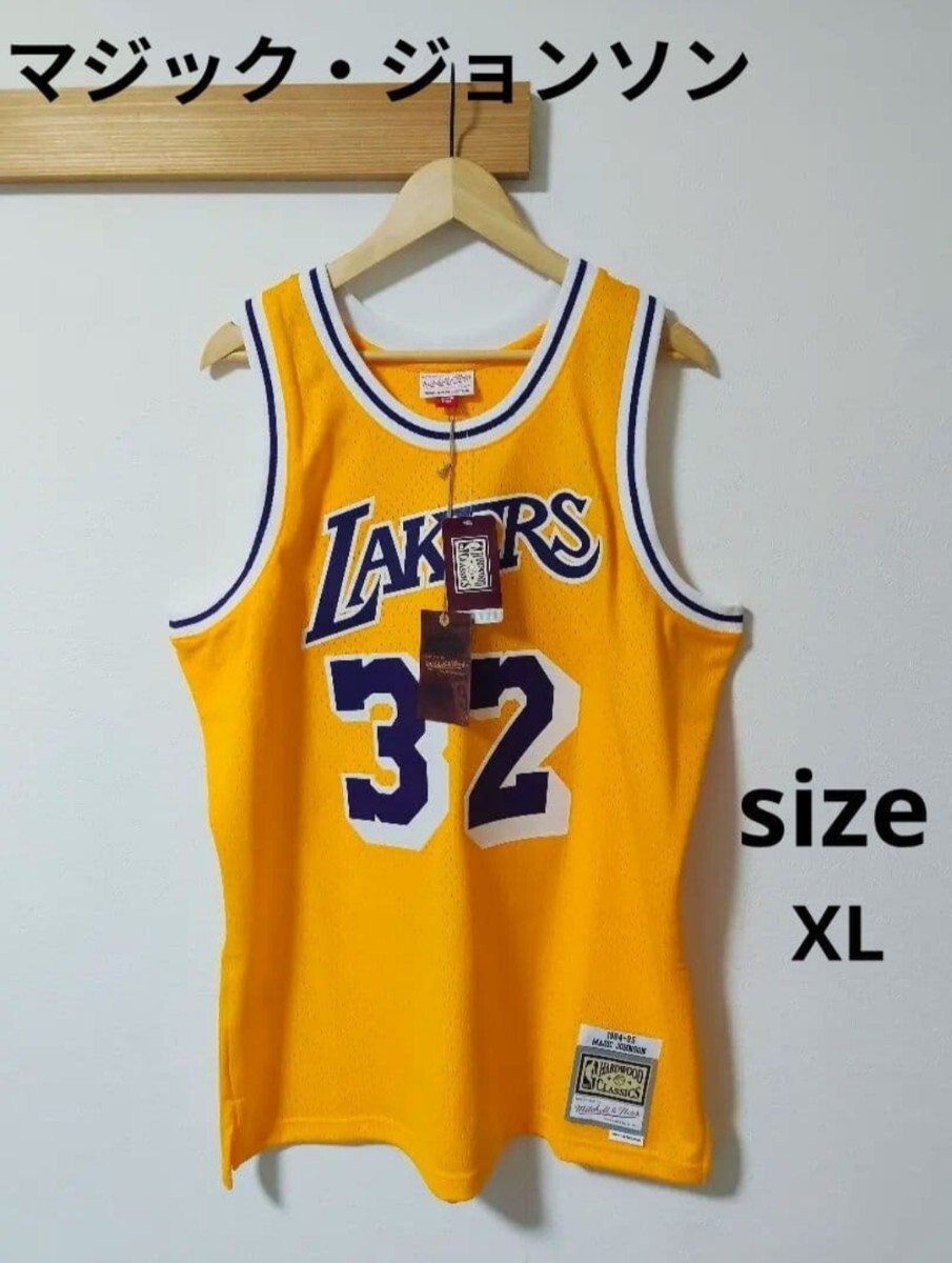 【希少】Mitchell＆Ness　NBA　レイカーズ　マジック・ジョンソン　ロサンゼルス　ユニフォーム　イエロー　XL　タグ付き　送料無料
