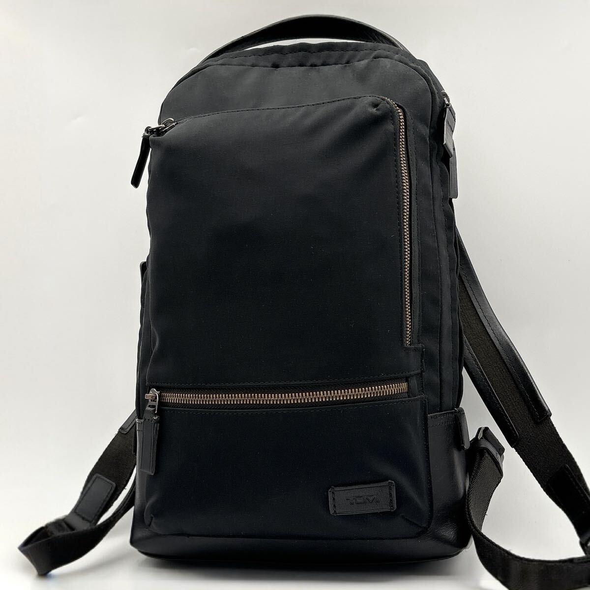 y245 1円 良品 TUMI トゥミ ハリソン ベイツ メンズ ビジネスバッグ リュックサック バックパック 最高級レザー 本革 A4/PC可 通勤 黒