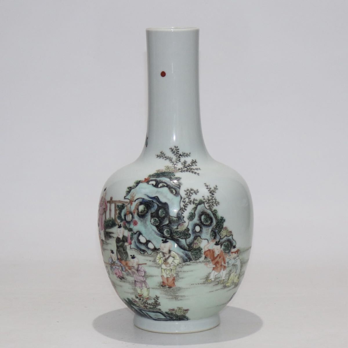 【萬古】中国古美術 清時代 斗彩 人物 花瓶 時代物 古玩 骨董品 唐物 時代物 当時物 置物 高さ30cm w17