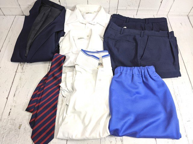 【5yt354】愛知県 名東高校 男子用学生服 制服 ブレザー+カッターシャツ+冬服/夏服ズボン+ネクタイ+体操服 体操着◆F30♪