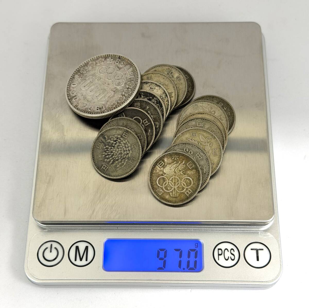 5-194 記念硬貨 東京オリンピック1000円銀貨 100円銀貨 稲穂100円銀貨 鳳凰100円銀貨 総重量97.0g アンティーク