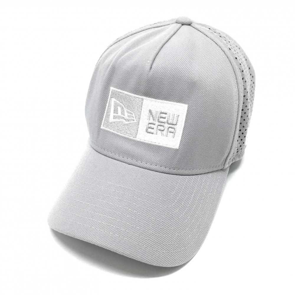 ニューエラ キャップ グレー×白 パンチング ロゴ刺しゅう ゴルフウェア New Era