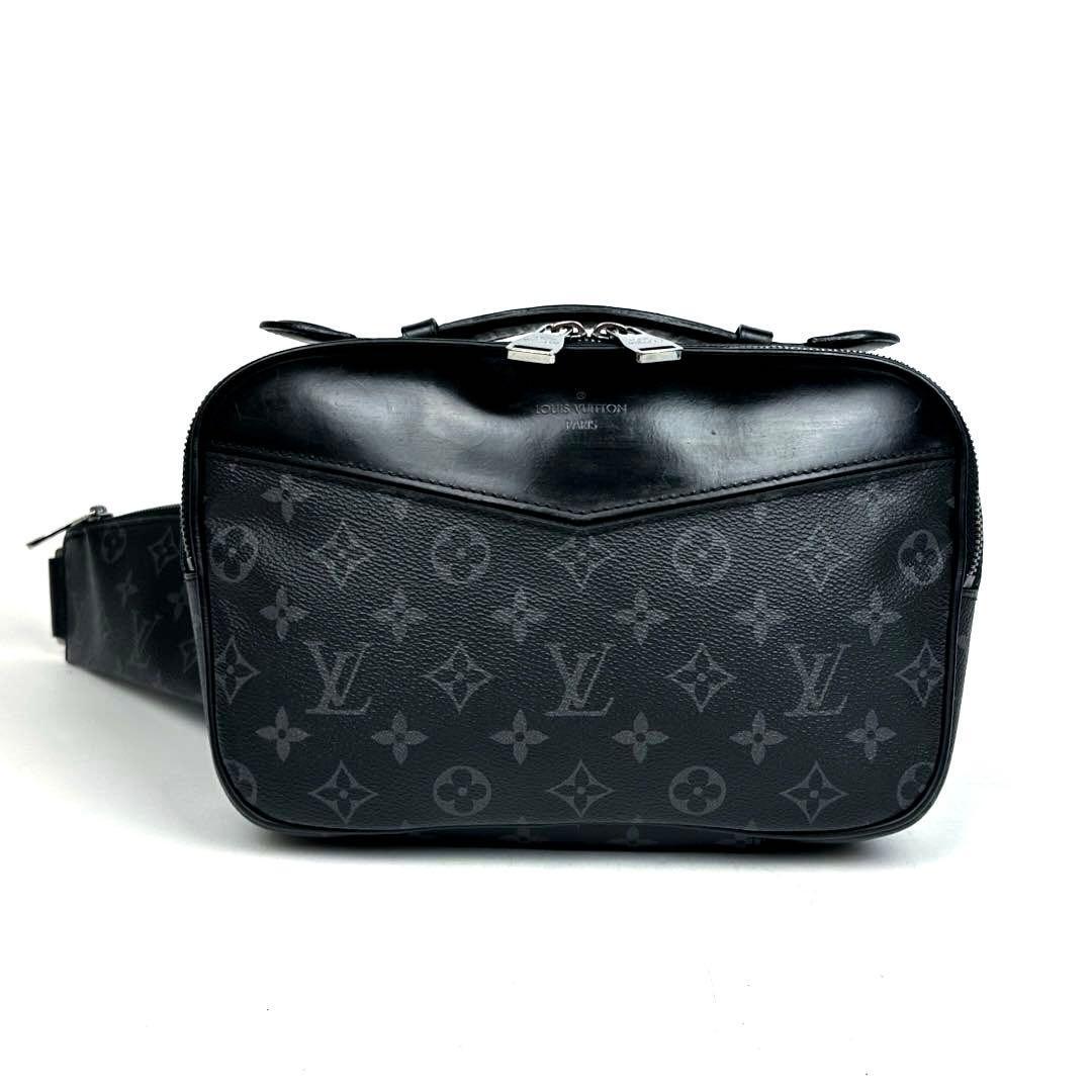 【美品】LOUIS VUITTON ルイヴィトン モノグラム エクリプス バムバッグ M42906 ボディバッグ ウエストポーチ ショルダーバッグ レザー 黒