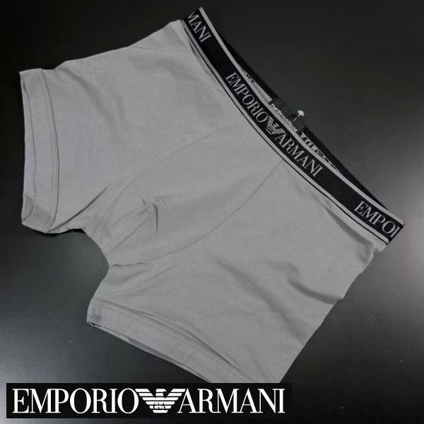◎新品 EMPORIO ARMANI エンポリオアルマーニ ロゴ ボクサーパンツ 下着 ボクサーブリーフ M-L 灰 黒 メンズ 男性 紳士 正規品