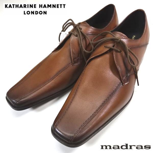 ◎新品 キャサリンハムネット ロンドン マドラス製造 本革レザー ビジネス シューズ 靴 茶 25.5cm KATHARINE HAMNETT LONDON madras メンズ