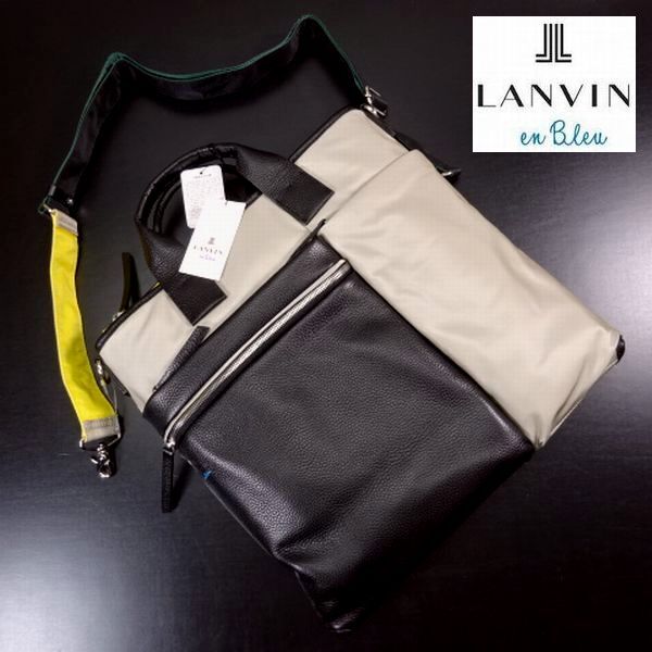 ◎新品 LANVIN en Bleu ランバンオンブルー 定価29700円 ショルダーバッグ ヘルメットバッグ メンズ ナイ レザー IKETEI イケテイ