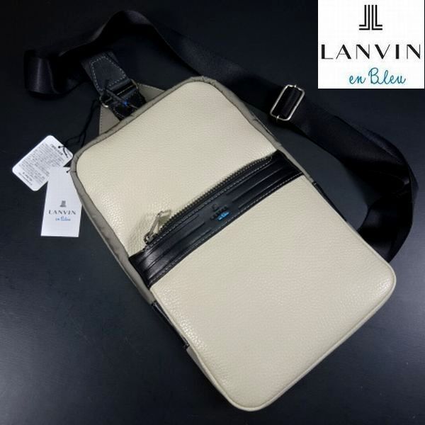 新品 LANVIN en Bleu ランバンオンブルー 定価25300円 ワンショルダーバッグ ボディバッグ メンズ ナイ レザー IKETEI イケテイ