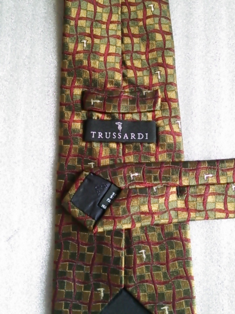 TRUSSARDI　織り柄＆刺繍ロゴ　シルクネクタイ　イタリア製　送料１８０円　まとめ取引対応可能