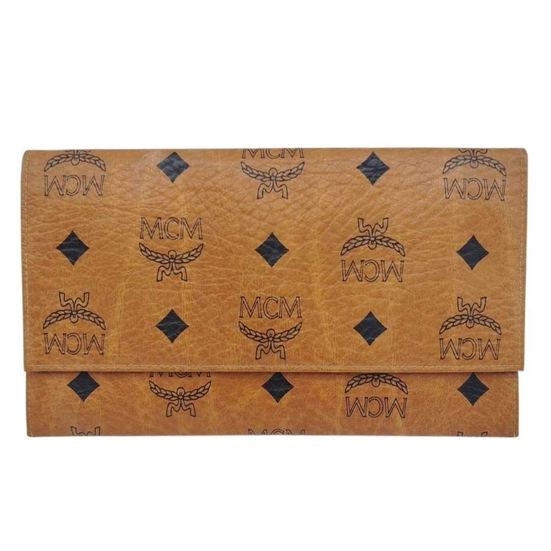 S-08110 MCM エムシーエム 長財布 二つ折り財布 ヴィセトス コニャック ブラウン 小銭入れ レディース財布 レディース 現状品 難あり 02