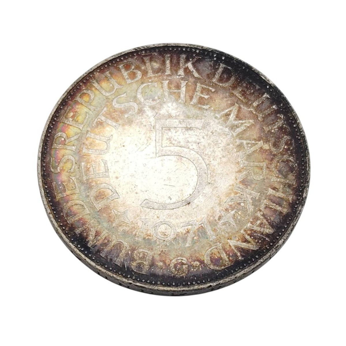 S-08072 1971年 ドイツ 5マルク 銀貨 Gミントマーク 重量11.3g 旧紙幣 通貨 硬貨 貨幣 古銭 経年変化 コレクション 現状品 015