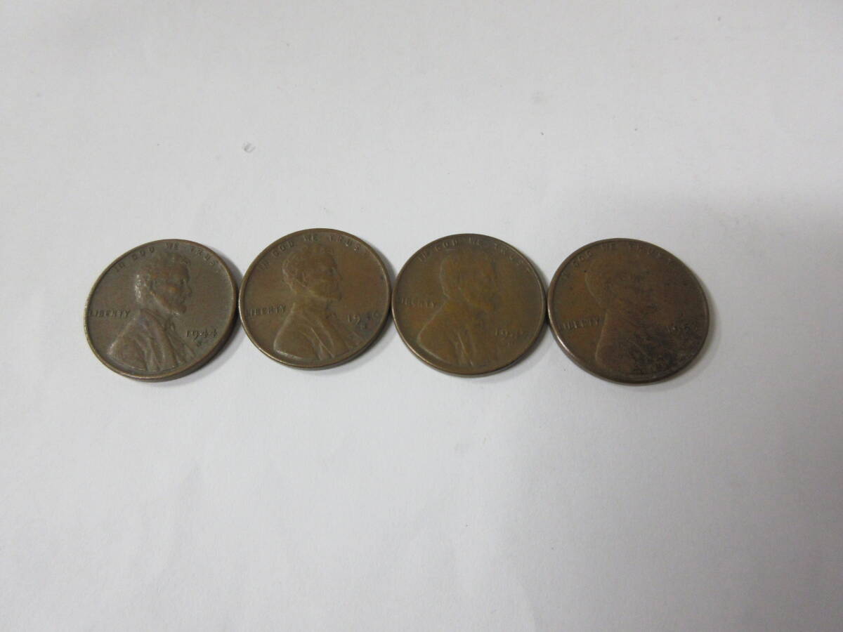 ☆コイン 4枚おまとめ リンカーン ウィート 麦 ペニー 1944/1946/1947/1953年 S 1ペニー 硬貨 旧銭 古銭 アメリカ 米国☆